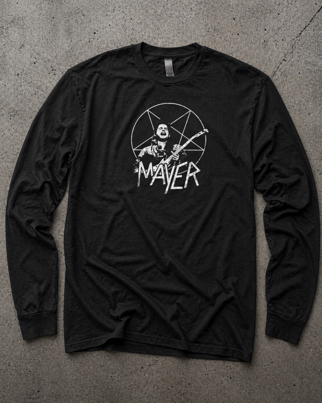 Mayer Slayer Style Long Sleeve T-Shirt – Guitar Player Dead & Co Inspired Parody Tee