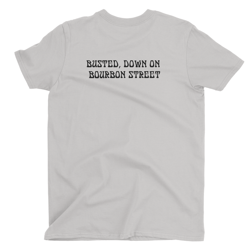 Jerry Garcia Mugshot Shakedown Street Style Graphic T-Shirt – Front Back Print Festival Tee
