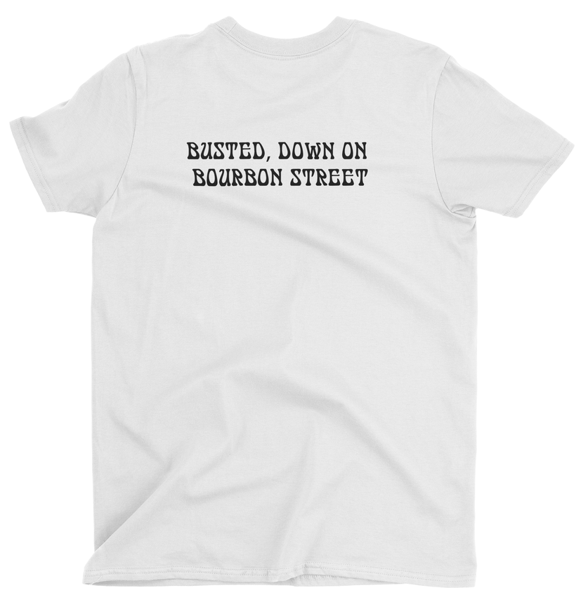 Jerry Garcia Mugshot Shakedown Street Style Graphic T-Shirt – Front Back Print Festival Tee